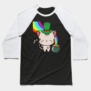 Funny Tabby Cat celebrates st patrick's day Baseball T-Shirt